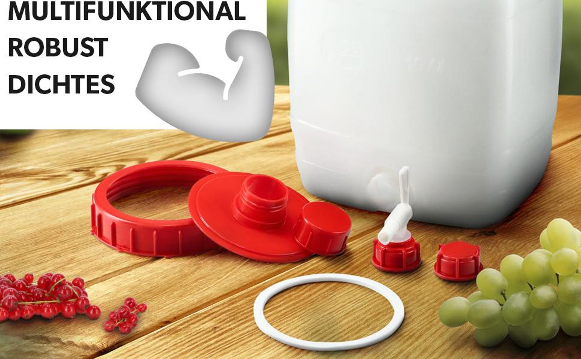 KADAX Wasserkanister "Asele", Trinkwasserkanister, Wassertank mit Hahn und Gummidichtung, Weiß, 10L