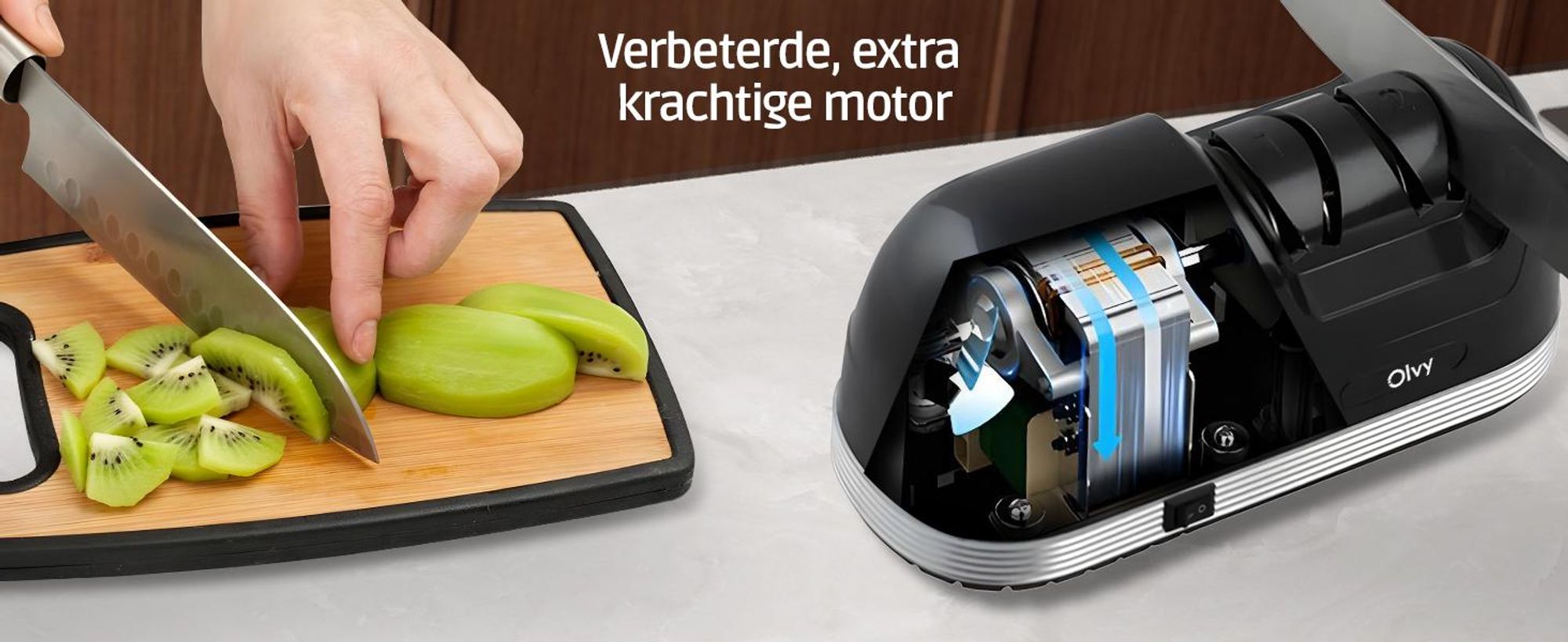 Olvy Elektrische messenverscherper PRO, Professionele diamanten messenverscherper, Schaar- en messen slijpmachine