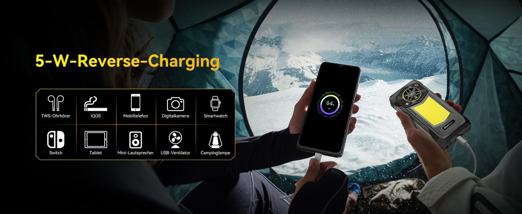 Blackview ROCK 5 Outdoor Smartphone Ohne Vertrag, 48+256GB, Android 16, 20000mAh, 33W, 120Hz, 2.4K, NFC, 108MP+50MP+20MP, 348LM, IP69K&IP68