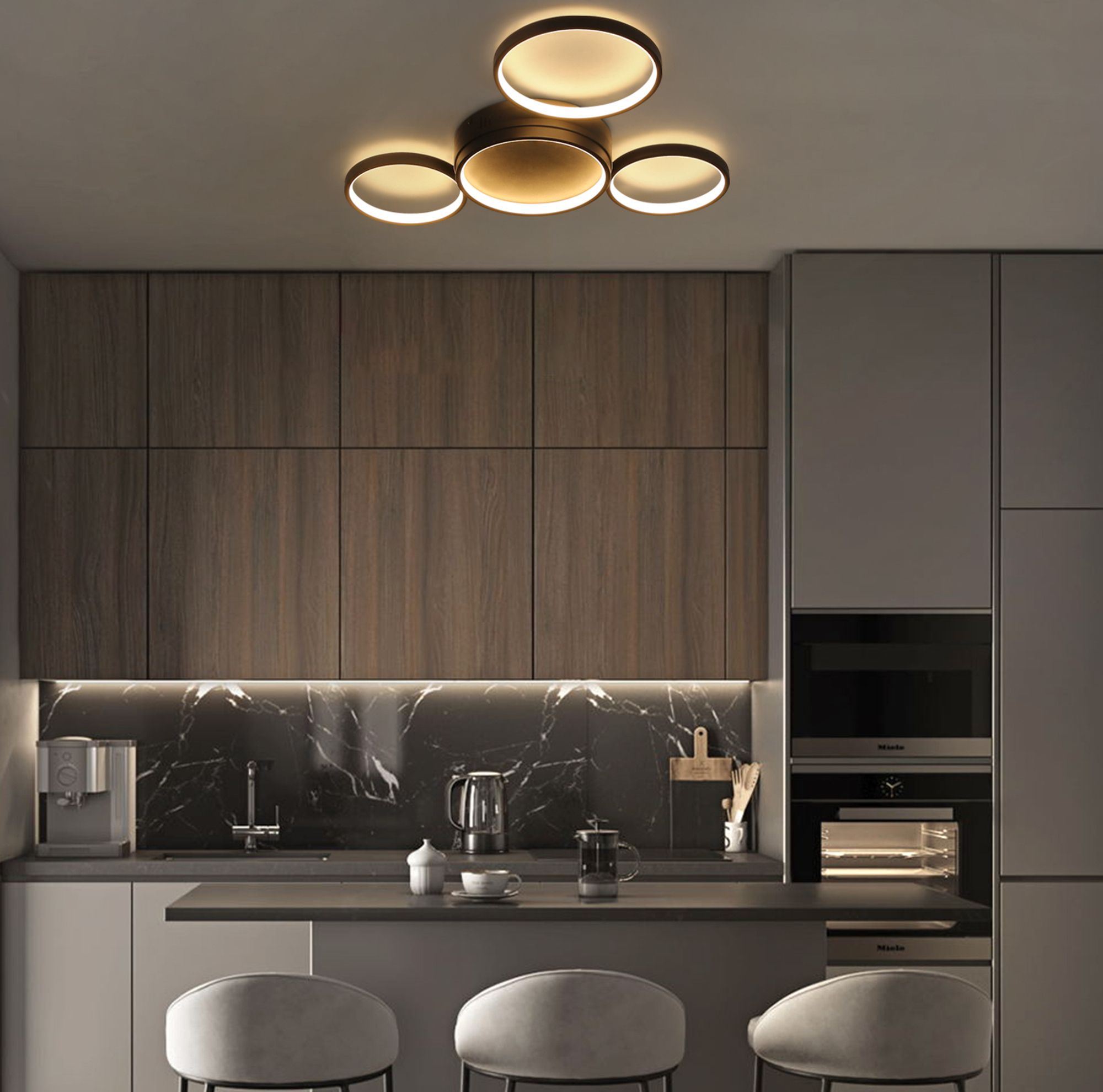 ZMH LED Deckenleuchte Weiß Warmweiß Wohnzimmer Modern Ring Design 4 Flammig 29W  für Schlafzimmer Büro Kinderzimmer Esszimmer