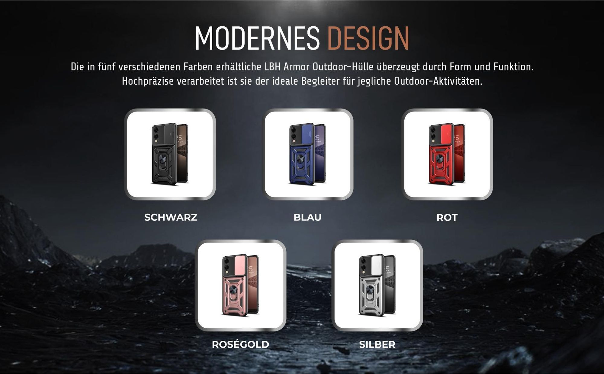 Armorhüllen in Schwarz, Blau, Rot, Rosegold und Silber für Samsung Galaxy S25 Edge