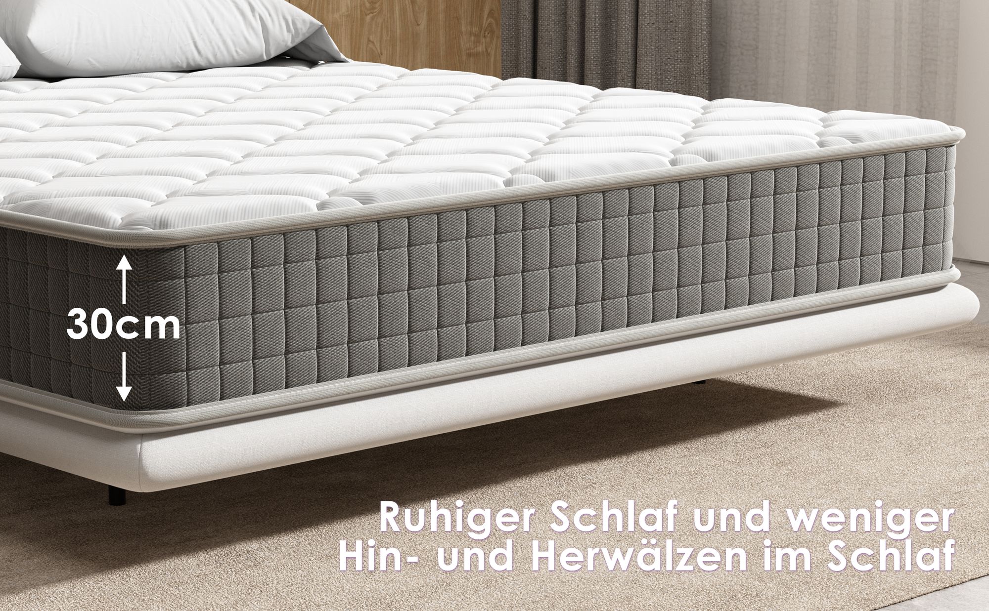 DEWINNER Matratze 120x200cm | 30 cm Höhe | Memory Foam | | 2 Seiten Mittelhart & Weich | Schaumstoffmatratze Bewegungsisolation