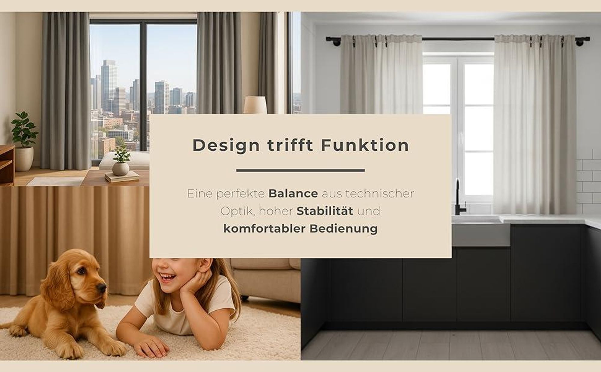 Techno 160 cm Doppelte Gardinenstange Schwarz 19 mm aus Metall mit Endstück Basic Komplettset mit Ringen und Clips Inklusive Montagezubehörset