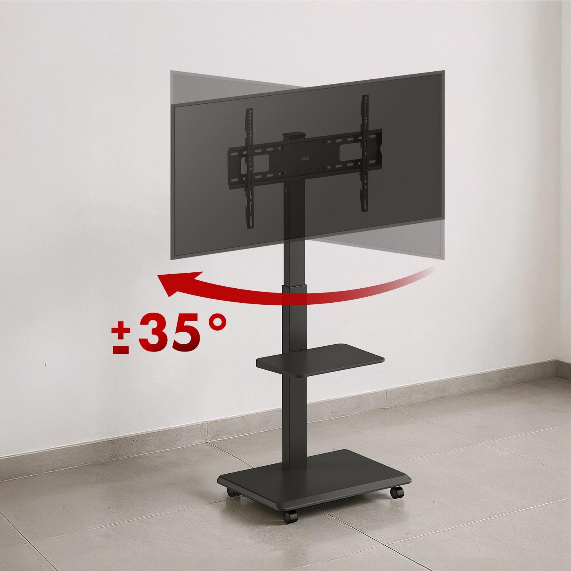 TV-Ständer / Wagen Ergo-Office Tragfähigkeit 50kg / 5kg Ablagefläche max. VESA 600x400 integrierte Steckdosenleiste schwarz ER-304 B