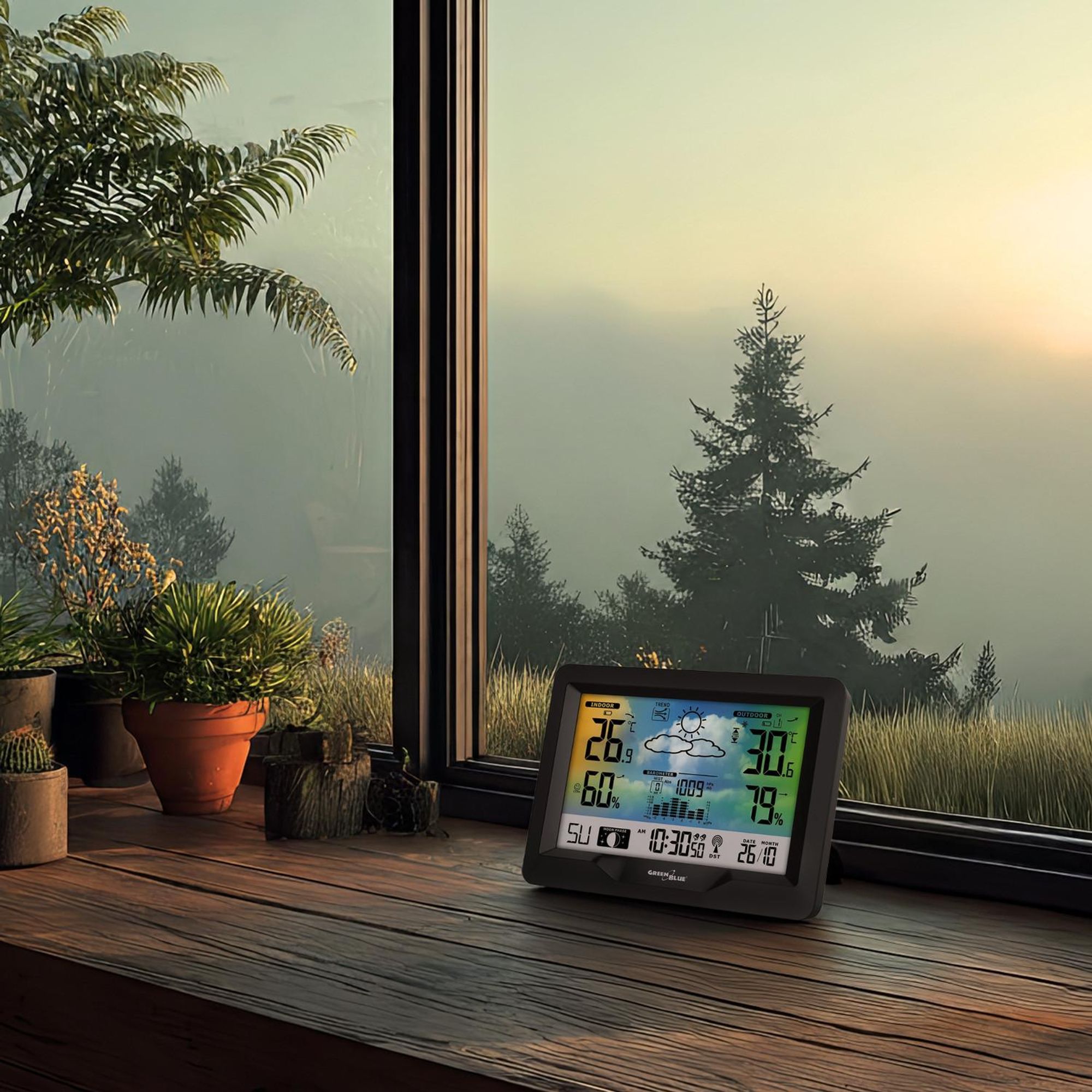 Funk-Wetterstation GreenBlue Farbdisplay Außensensor GB540