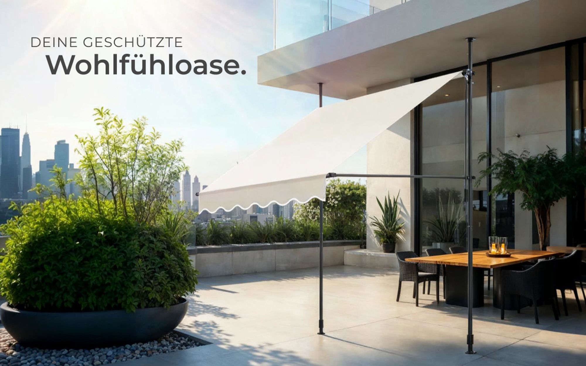 tectake® Klemmmarkise mit Handkurbel einfache Montage