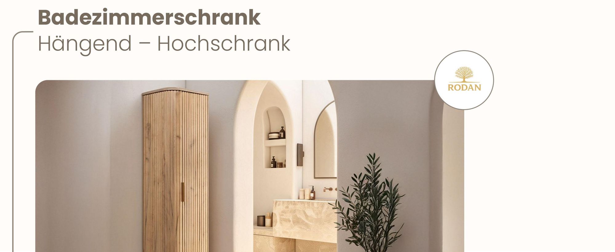 Hochschrank 139 cm - Braun, Craft Eiche - Badmöbel, Badezimmermöbel