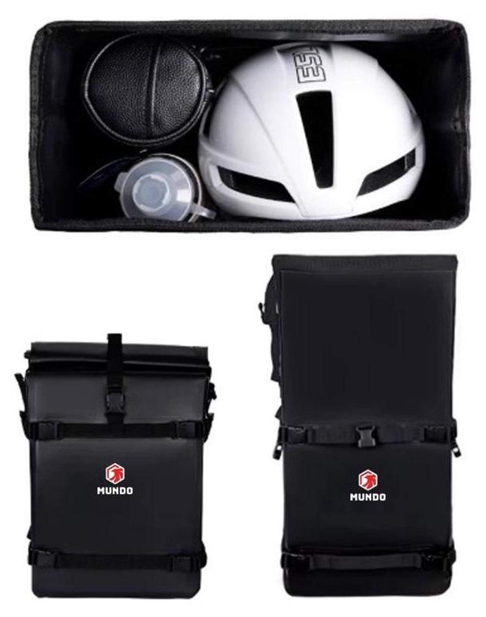 MUNDO® Fahrradtasche Gepäckträger 28L – Wasserdicht, PVC, Große Fahrradtasche mit Schultergurt, Schwarz