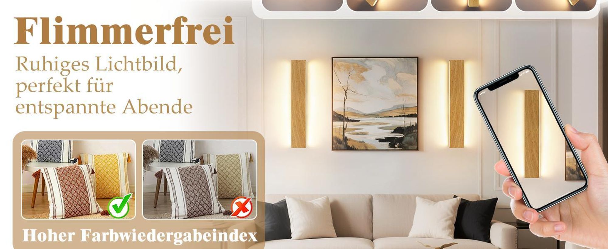 ZMH LED Applique murale intérieure - 52CM Bois Moderne Lampe de couloir Up et Down Design 17W Lampe de cage d'escalier Indirecte 3000K Blanc chaud Eclairage mural
