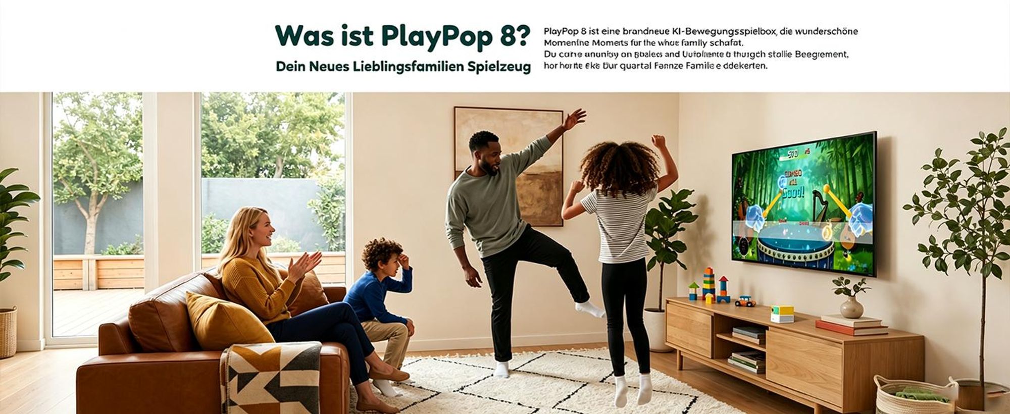 Blackview PlayPop 8 Spielkonsole für TV, 17-Punkt-KI-Tracking, ohne Controller, bis 4 Spieler, 6 Spielkategorien, HDMI, Geschenk für Kinder