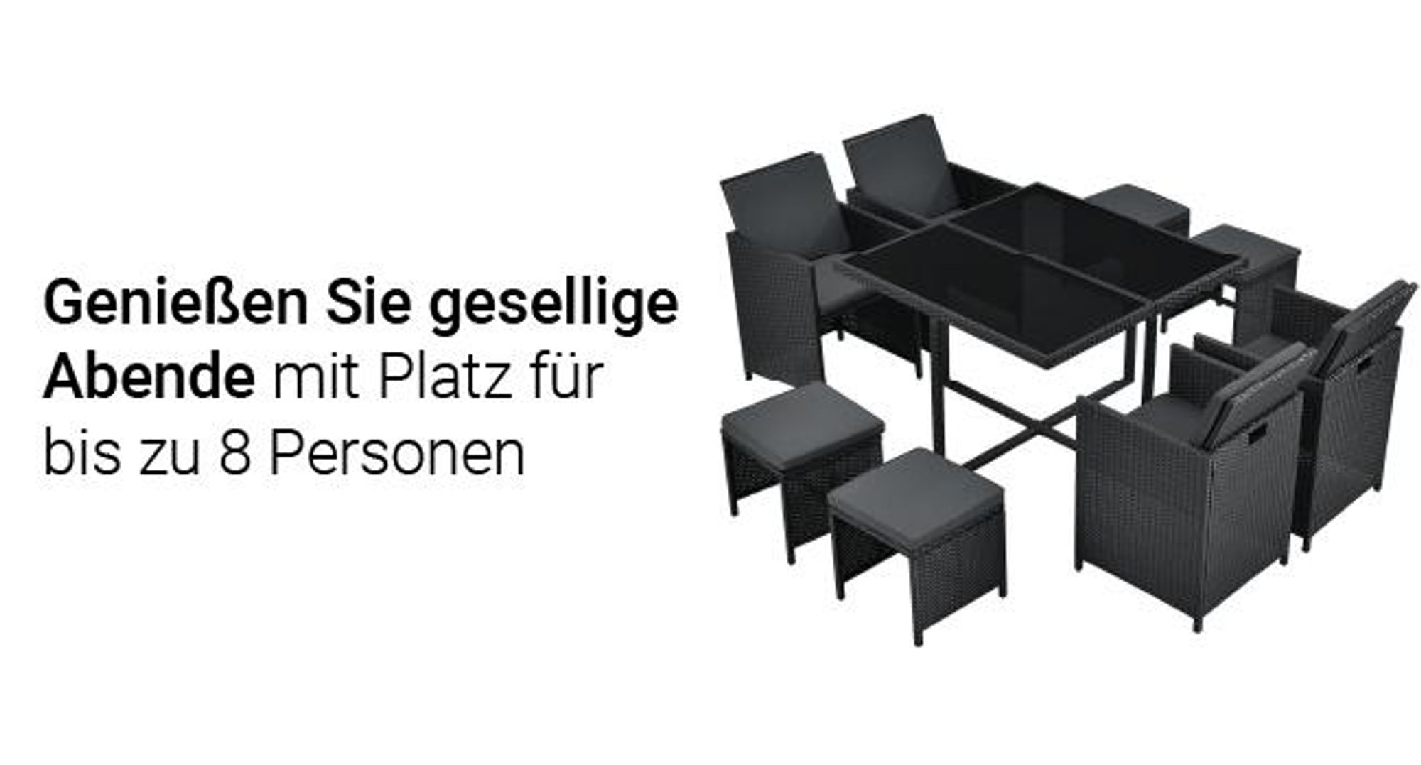 Juskys Polyrattan Sitzgruppe Baracoa L 9-teilig wetterfest & stapelbar – Gartenmöbel Set mit 4 Stühle, 4 Hocker & Tisch für Garten & Terrasse
