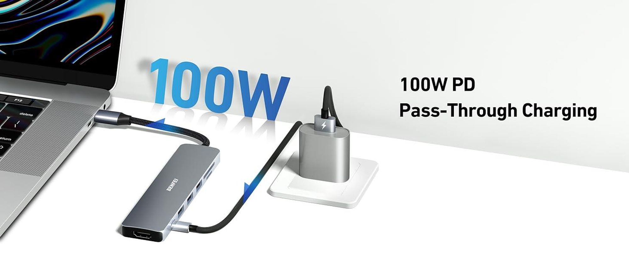 BENFEI Hubs USB C Hub 7in1 mit HDMI 4K 60Hz und 100W PD