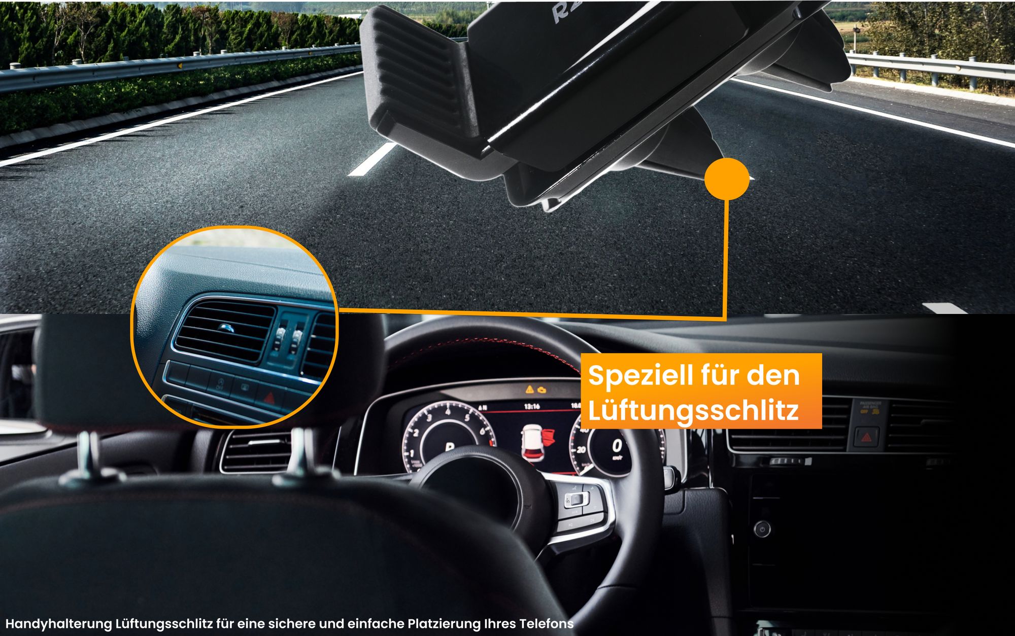 R2B Handy Halterung Auto Für lüftungsgitter - auto Handyhalterung, 360-Grad-Drehfunktion, KFZ-Halterung lüftung, Halterung iPhone