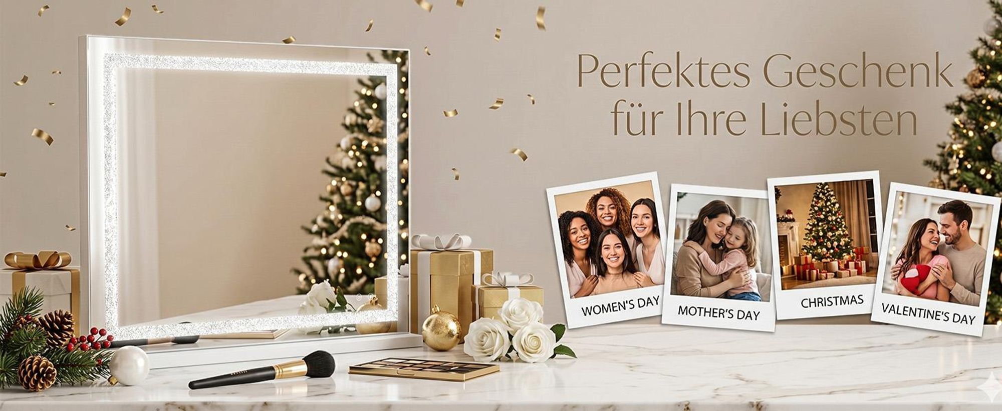 VANITII Hollywoodské kosmetické zrcadlo 80 cm x 58 cm s LED osvětlením 3 světelné režimy krystaly Bluetooth kosmetické zrcadlo do koupelny toaletní stolek Bílá