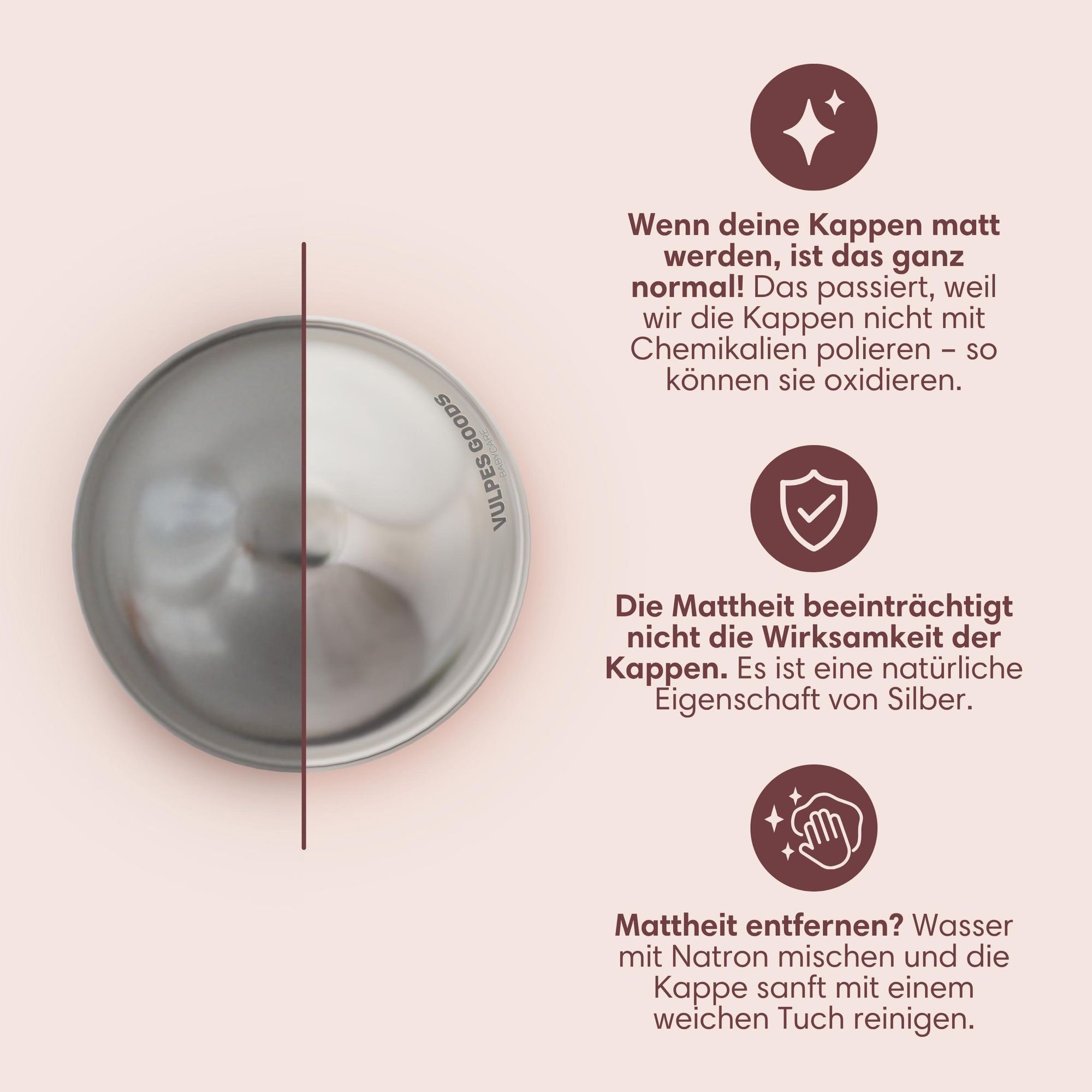 Vulpes Goods Silberne Brustwarzenabdeckungen, Stillbecher, 999 reines Silber hypoallergen und wiederverwendbar Brustwarzenschilde zum Stillen, Größe M
