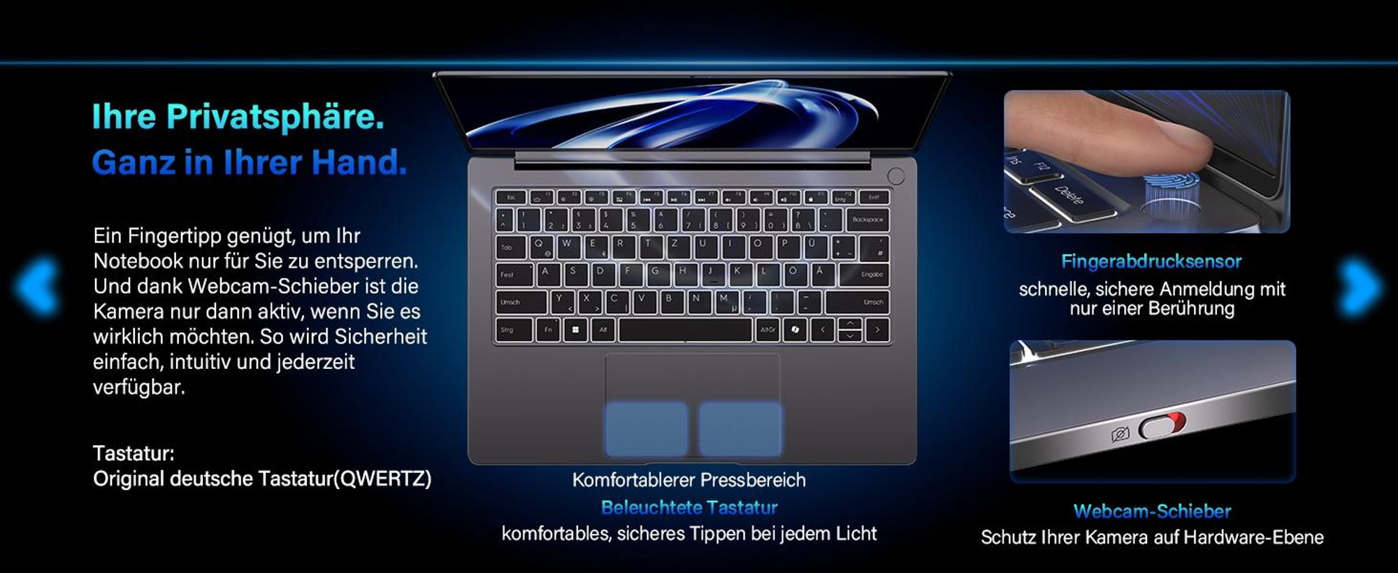 GEEKOM GeekBook X14 Pro Laptop, 999 g Ultraleicht, 14" 2.8K OLED, Ultra 9-185H, 32GB LPDDR5x RAM 7500MT/s, 1TB SSD, 2X USB4, Fingerprint 16 h Akku DE