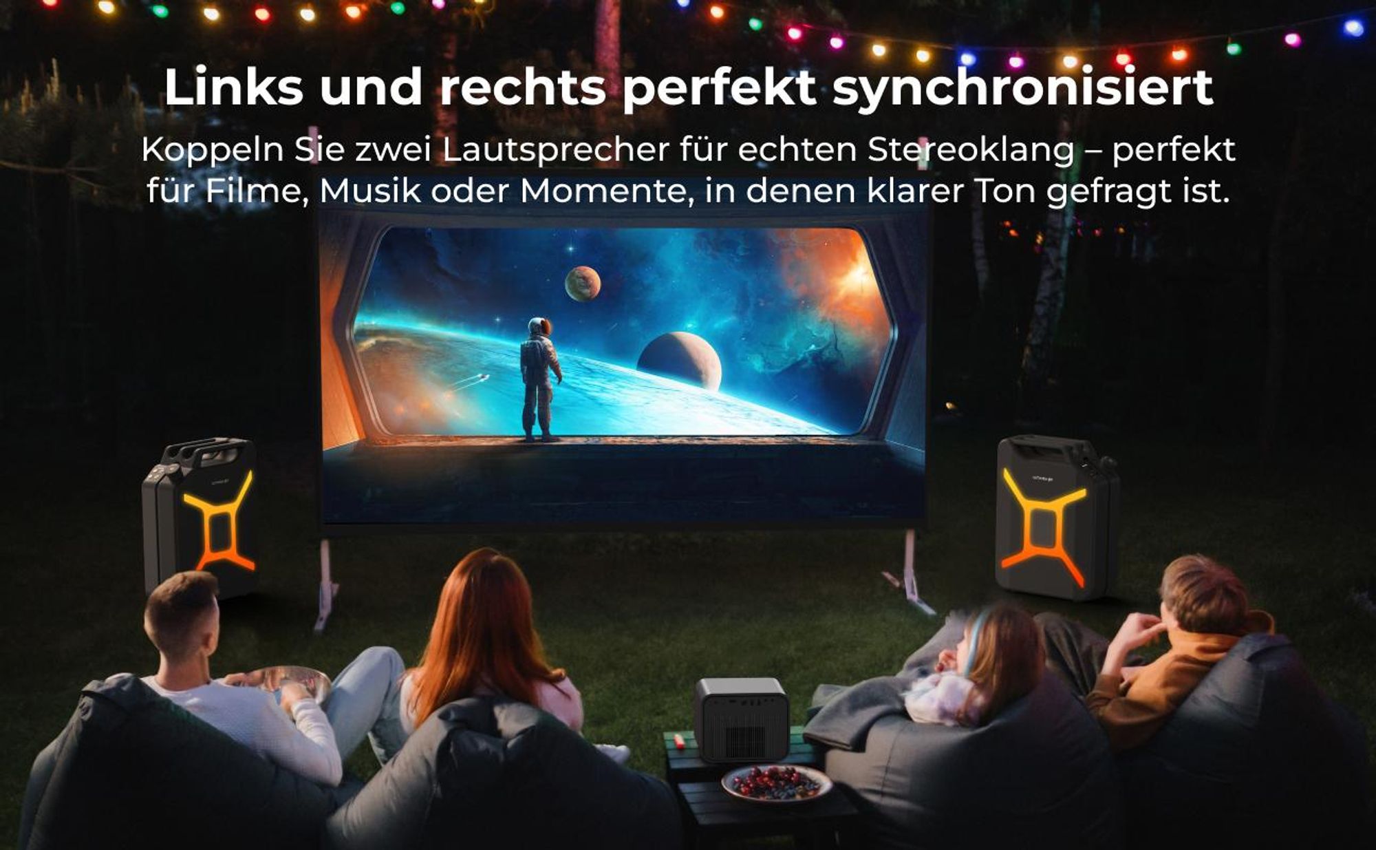 ULTIMEA Go tragbarer Party-Lautsprecher, 300 W Bluetooth PartyBox mit Bass-Boost, RGB-Beleuchtung, Mikrofon-/Gitarreneingang, Party & Outdoor, Schwarz