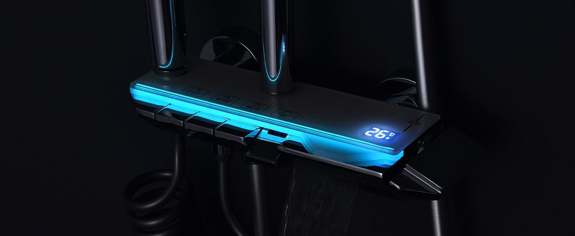 Homelody Duschsystem Messing Chrom, 4 Wasserausgabe Modi, Duscharmatur Komplettset, Duschset Digitale Temperaturanzeige mit Atmosphärenlicht