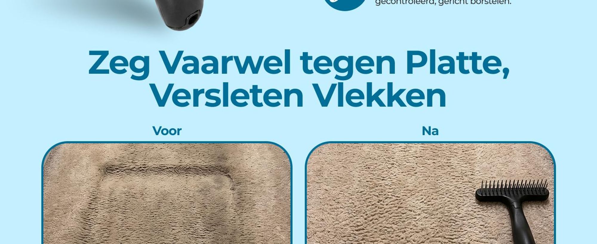 Glissimo - Tapijt Borstel - Vezels losmaken - Ook geschikt voor huisdieren - tapijt herstellen - Geplet tapijt herstellen - Ergonomisch