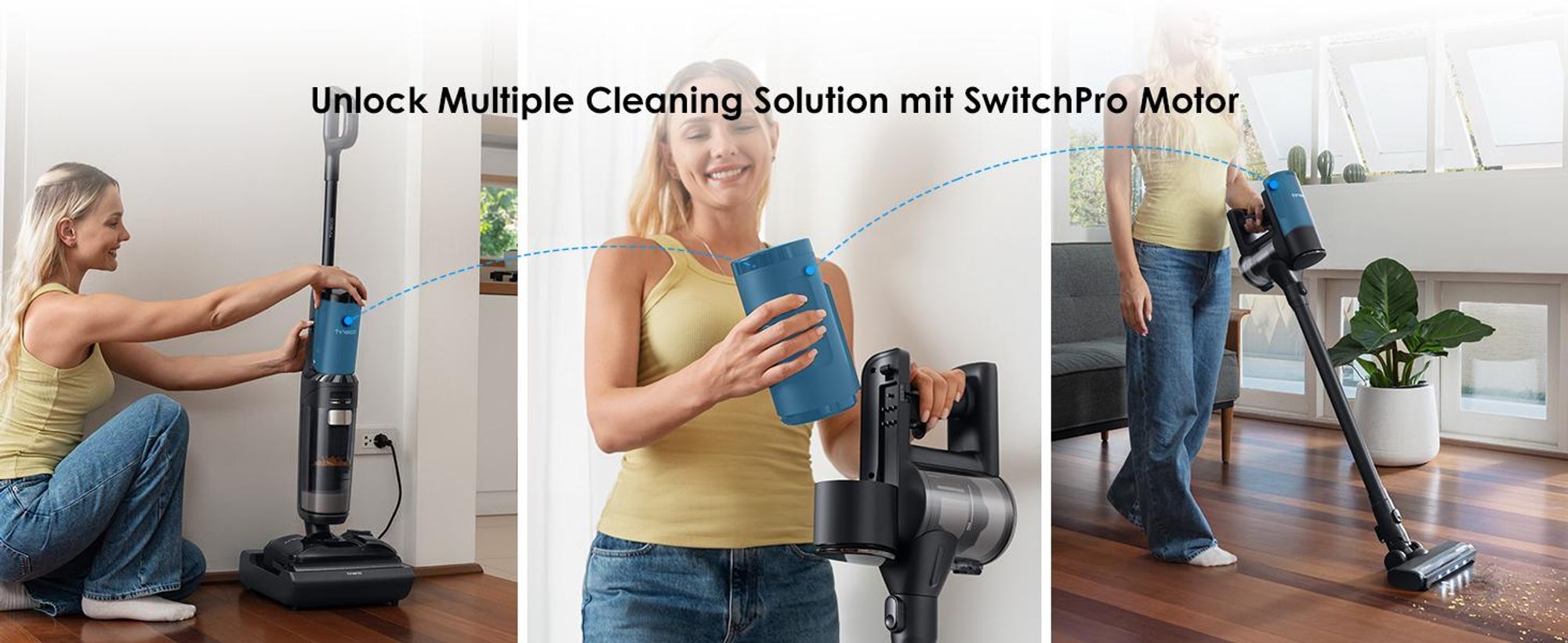 Tineco FLOOR ONE Switch S7 Stretch 5-in-1 Nass-Trockensauger & Akkusauger Set, FlashDry, Anti-Tangle, 50 Min. Laufzeit Multifunktionaler Bodenreiniger