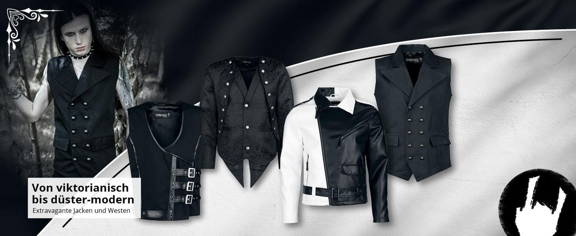 Gothicana by EMP Herren schwarzer Gehrock mit Stehkragen XL
