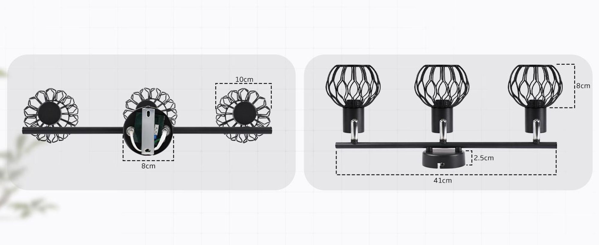 ZMH LED plafondspot met 3 lampen, zwart, E14, metalen behuizing. Keukenlamp, 350° verstelbaar. Geschikt als woonkamerlamp, plafondspots, binnenverlichting, voor de hal of keuken