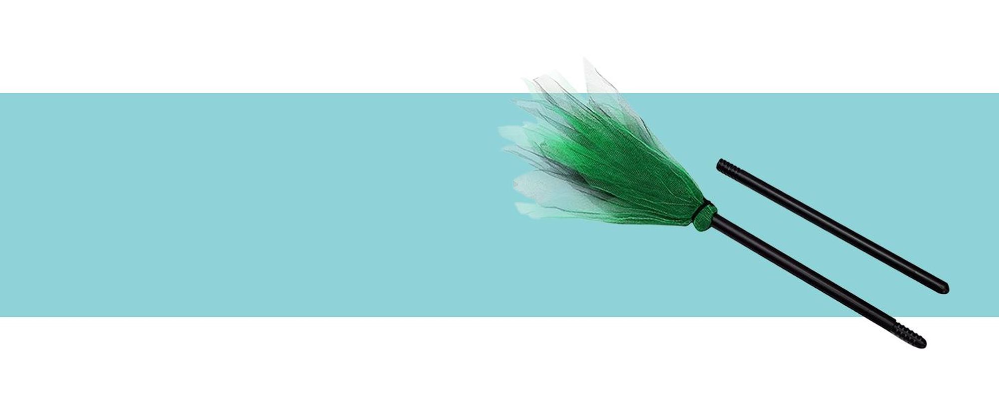 KRUMAD Hexenbesen Grün 87 cm – zusammenklappbar, leicht & stabil, Kostüm Zubehör für Kinder & Erwachsene, Halloween & Karneval