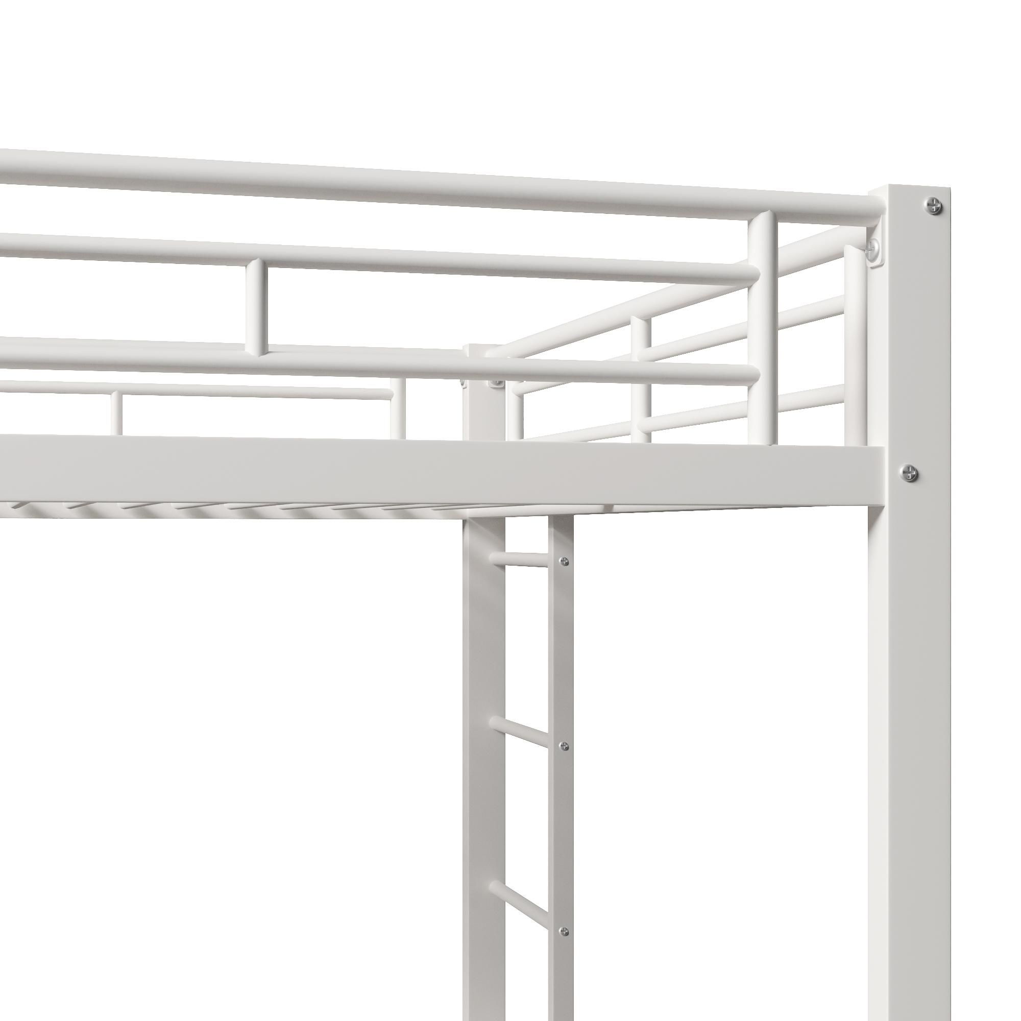 Merax Etagenbett 140x200cm, mit Ausziehbett 90x190cm und Hohem Geländer, Kinderbett, Stockbett, Jugendbett, Eisenbett, Weiß