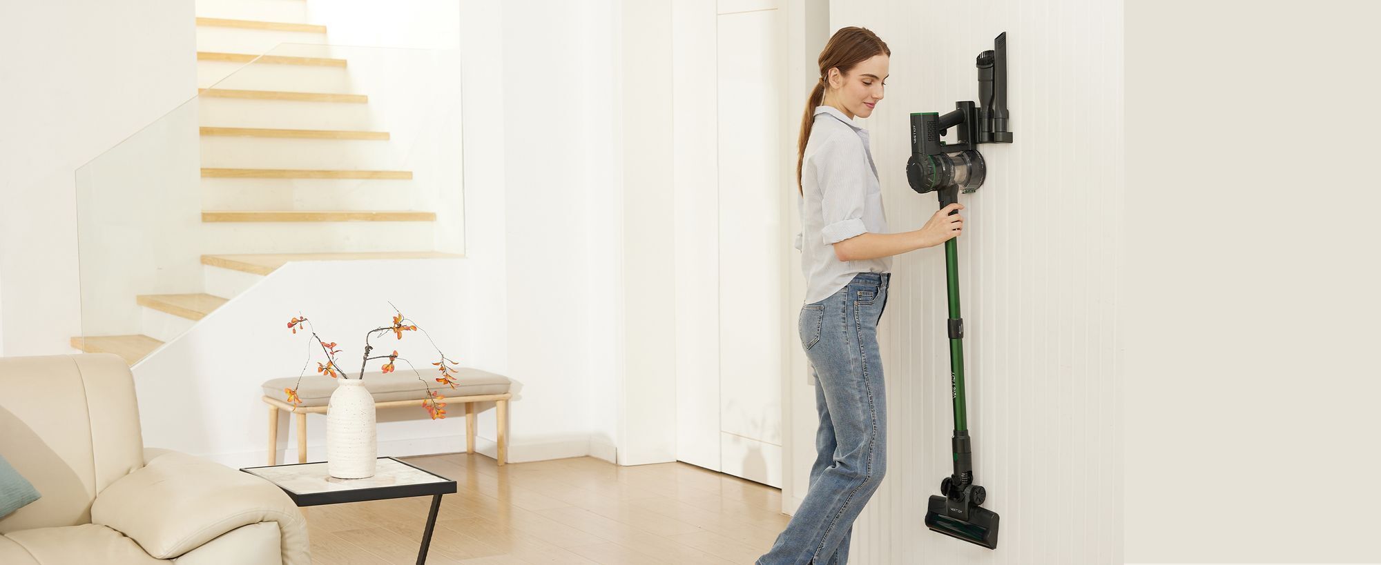 Bezprzewodowy odkurzacz Vactidy V9 Pro 40000 Pa, odkurzacz akumulatorowy 8 w 1, ręczny odkurzacz samostojący 45 min, odkurzacz do dywanów dla osób cierpiących na alergie i sierść zwierząt domowych