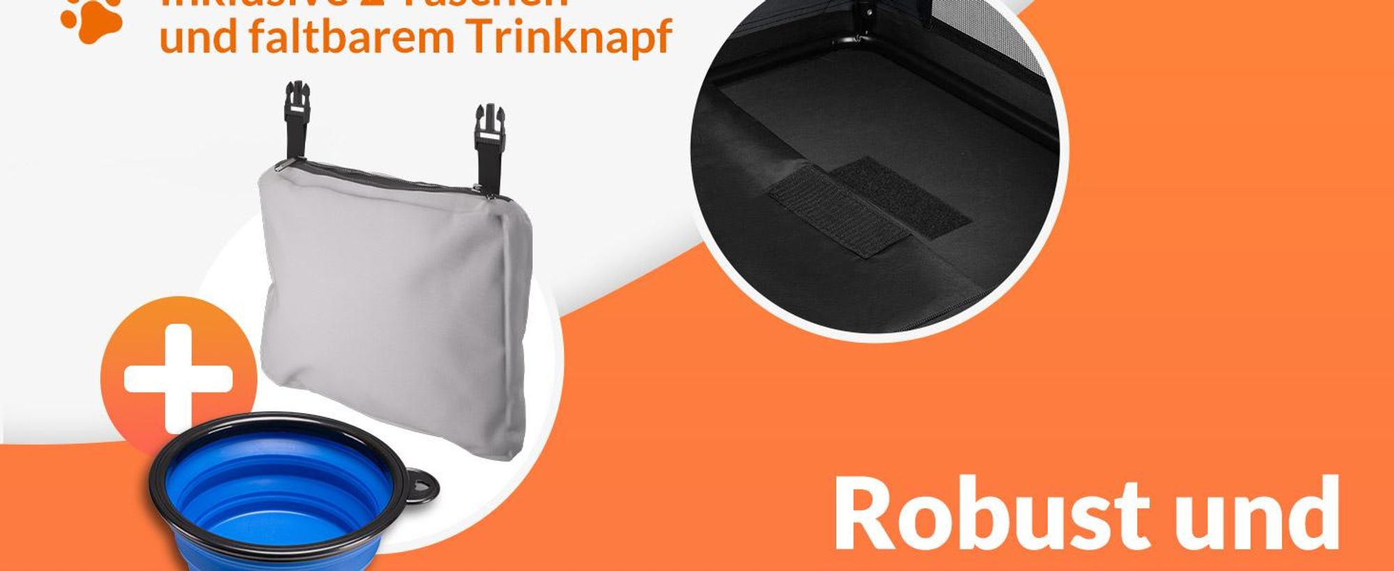 Faltbare Hundetransportbox 60x42x44 cm mit gepolsterter Liegedecke und Trinknapf