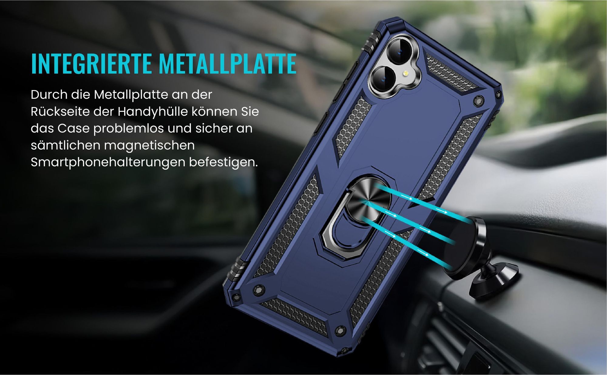 Bumper für Samsung Galaxy A05 in Blau mit Metallplatte
