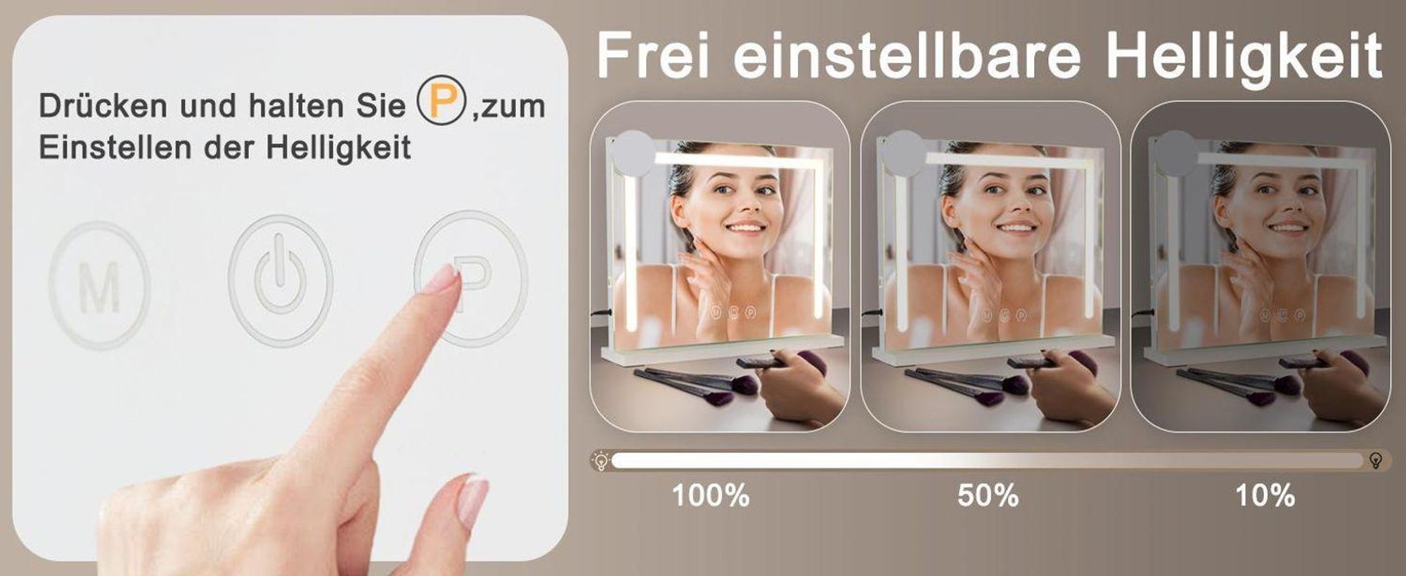 ZMH Specchio cosmetico con illuminazione 58 x 46 cm Specchio da toeletta con luce Touch LED dimmerabile 3 modalità di illuminazione colorata Specchio con ingrandimento 5x per camera da letto