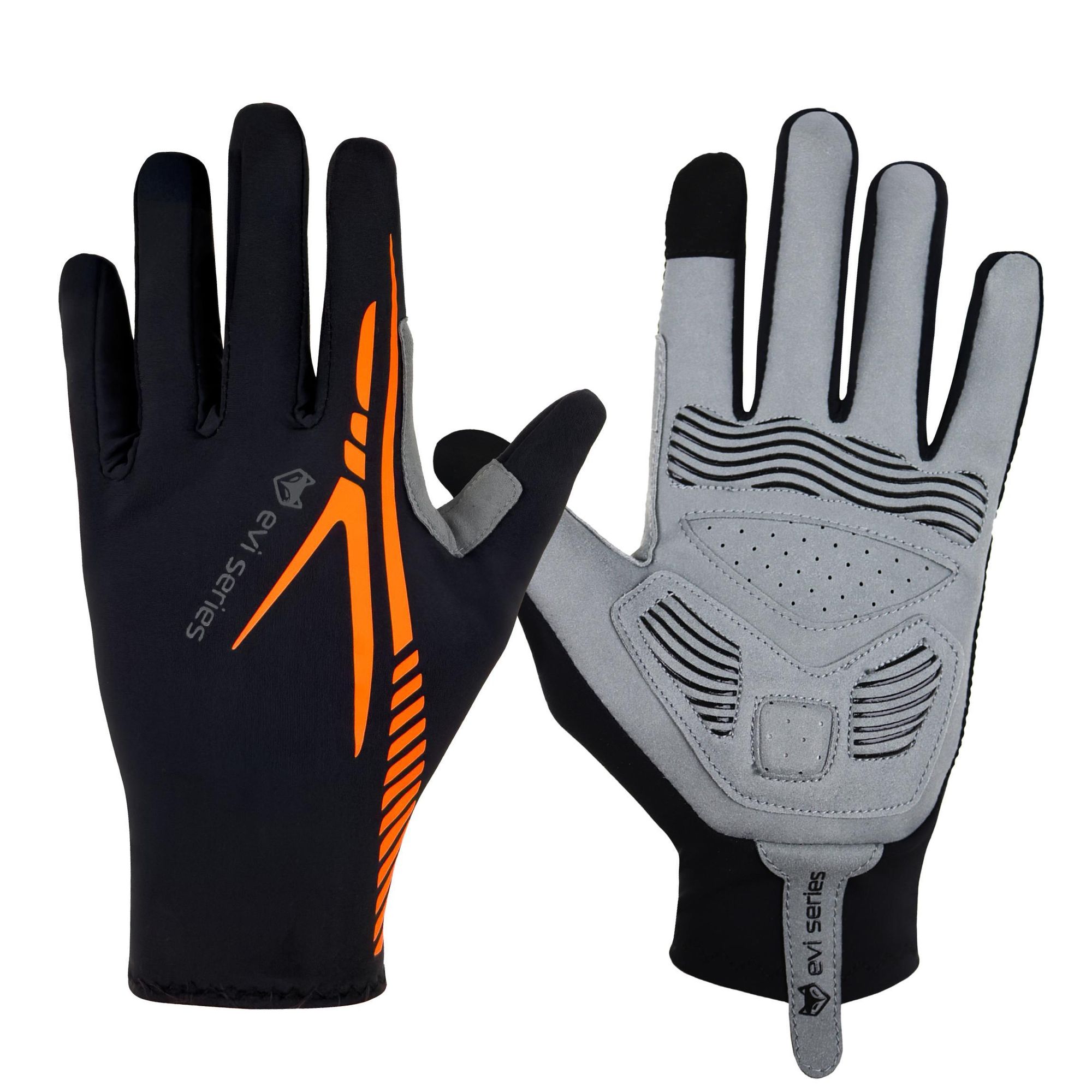 Fahrradhandschuhe L/XL Lange Finger mit Gel-Polsterung, Touchscreen Radhandschuhe reflektierend & atmungsaktiv, EVI BIKE ActiveTouch