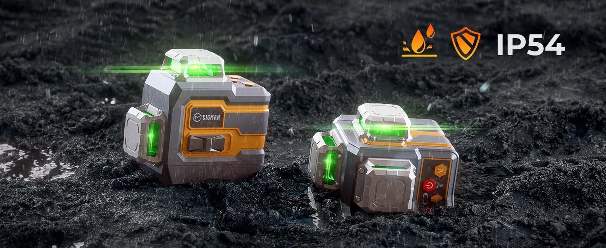 CIGMAN CM-S01 3D laserový nivelační přístroj - 3x360°, ovládání přes APP, zelený laser, IP54