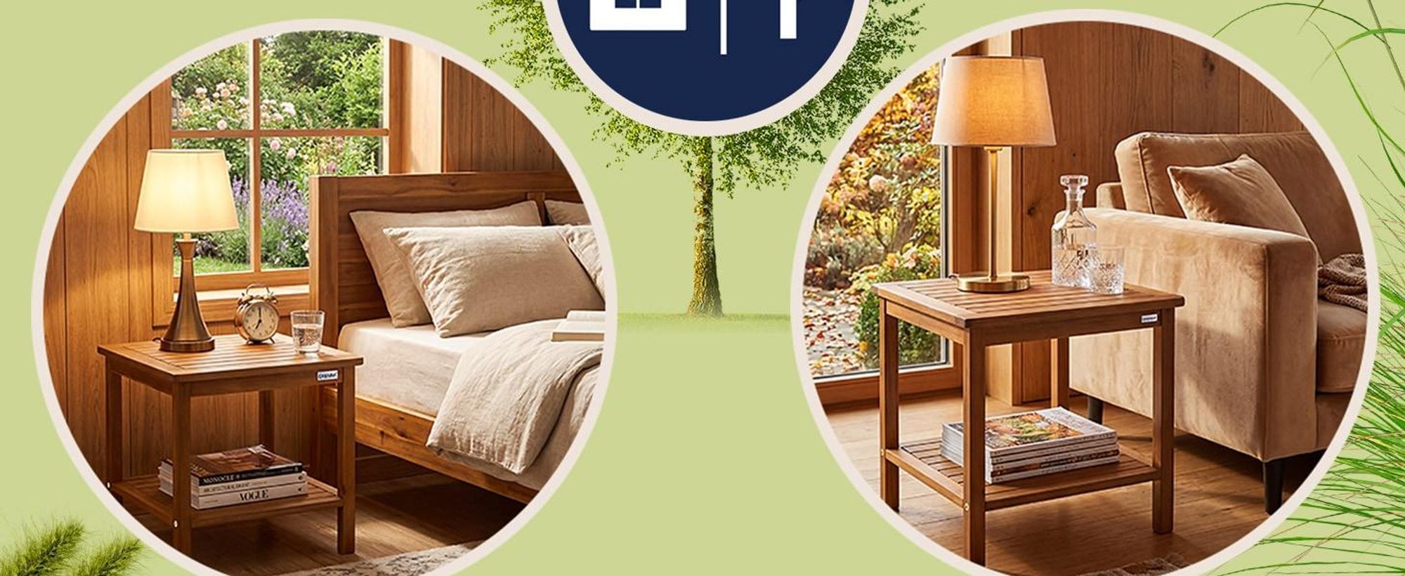 CASARIA® Beistelltisch Holz wetterfest FSC® zertifiziert 2 Ablagen 80kg und 20kg Tragkraft 45x45cm Balkon Terrasse Wohnzimmer Kleiner Tisch Holztisch Akazie