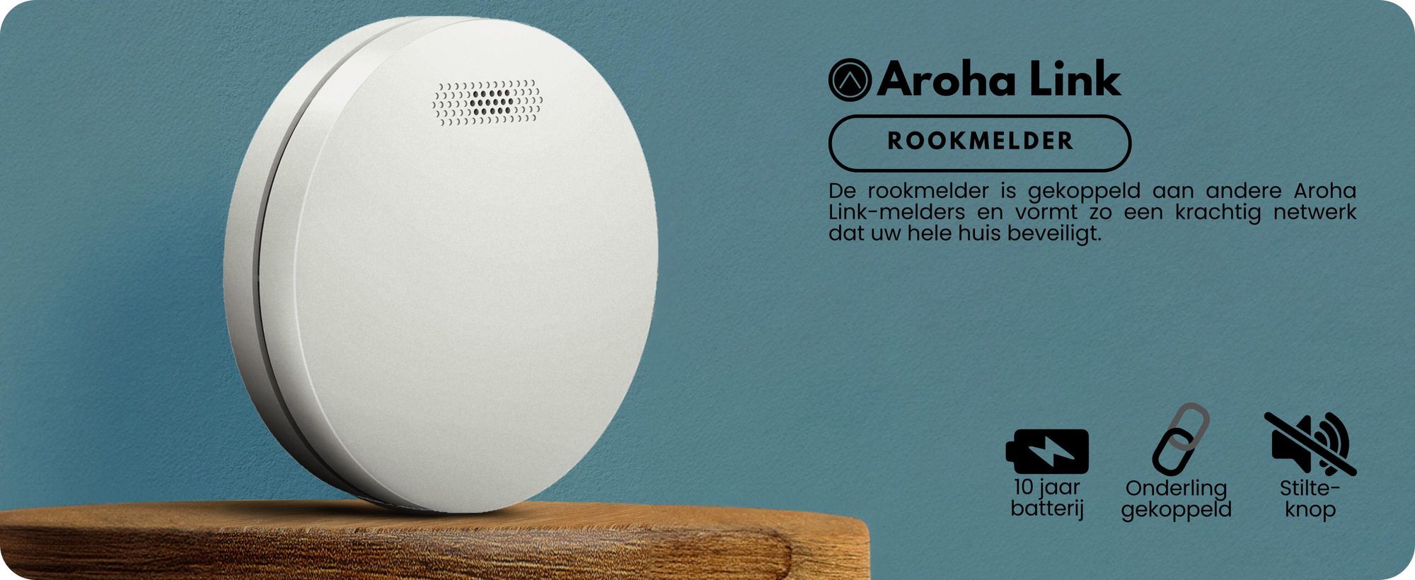Aroha Link: Verbonden rookmelders - 10 jaar batterijduur - Verbonden brandmelders - 1 set