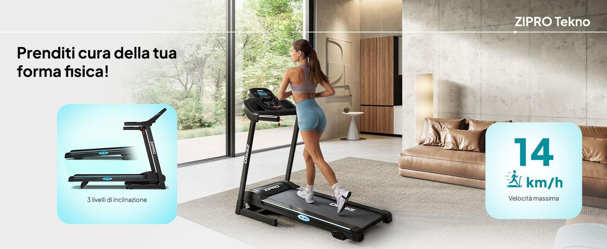 Zipro Tekno Electric - Macchina per il fitness da casa Pieghevole