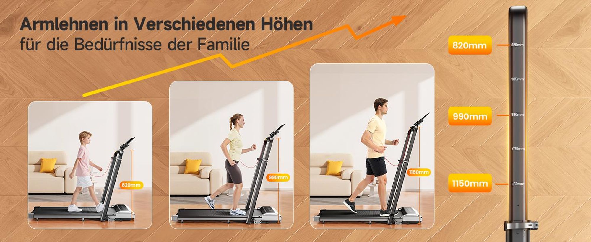 Toputure TP6 Laufband für Zuhause mit 12% Steigung, 12km/h Klappbar Laufband mit 1150MM Einziehbares Steigrohr, 6 in 1 Walking Pad, 95°/105° Drehbarer