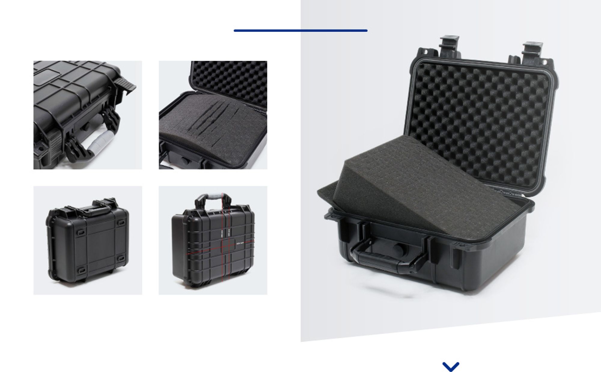 Wiltec Universalkoffer 40,6x33x17,4 cm schwarz, Schutzkoffer Wasserdicht mit Druckausgleichsventil & anpassbaren Schaumstoffmatten