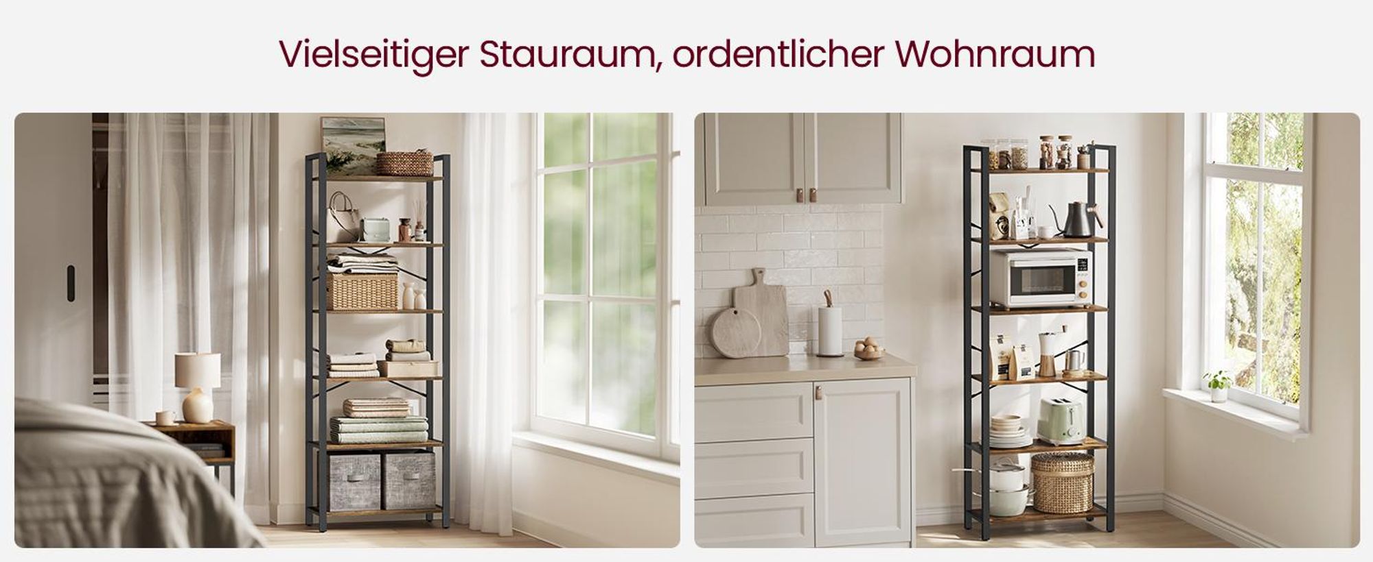 VASAGLE Bücherregal mit 6 Ebenen Aufbewahrungsregal Industrie-Design