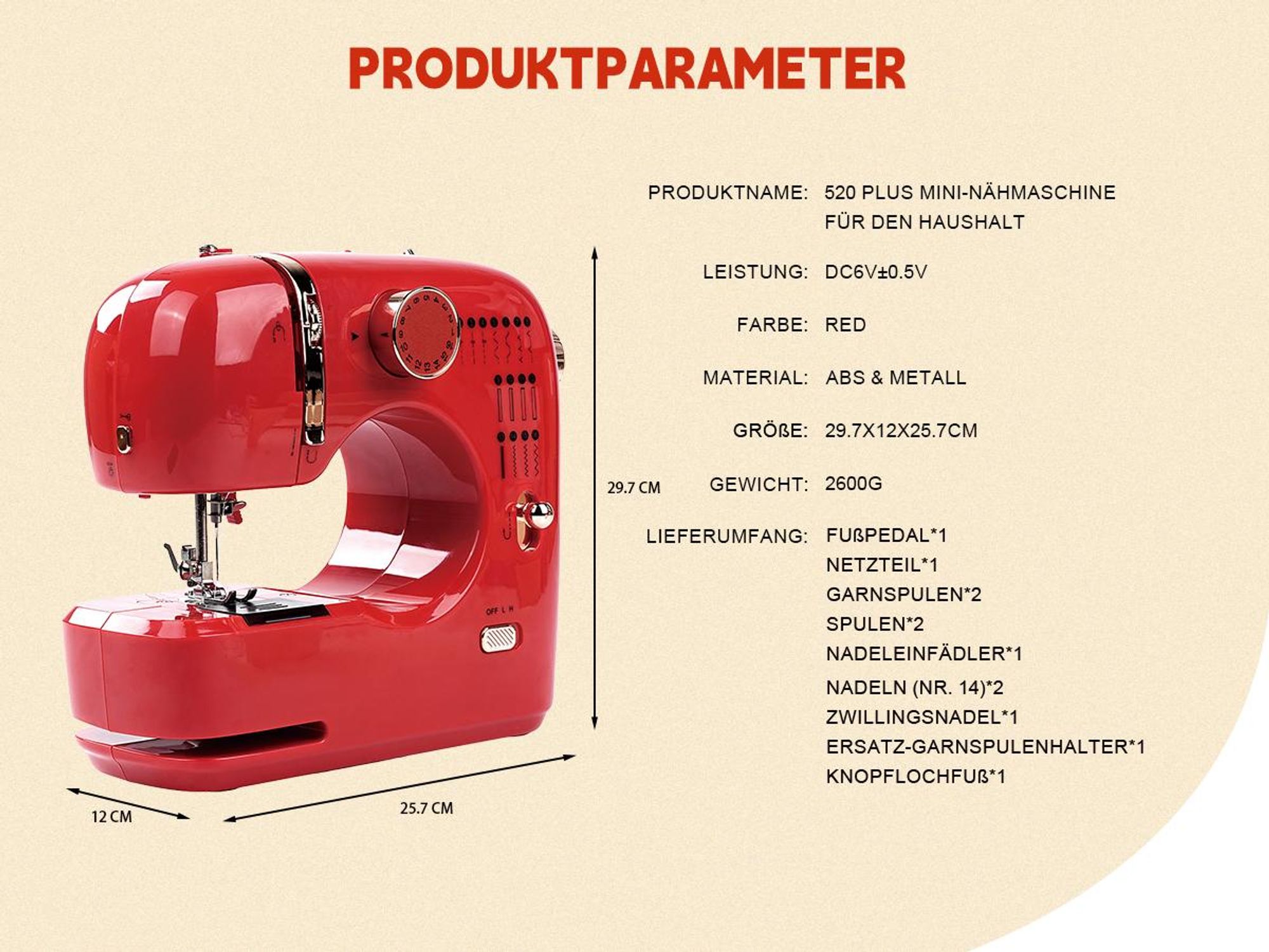 Victool Mini elektrische Nähmaschine Multifunktional,16 Stiche Doppelnadel