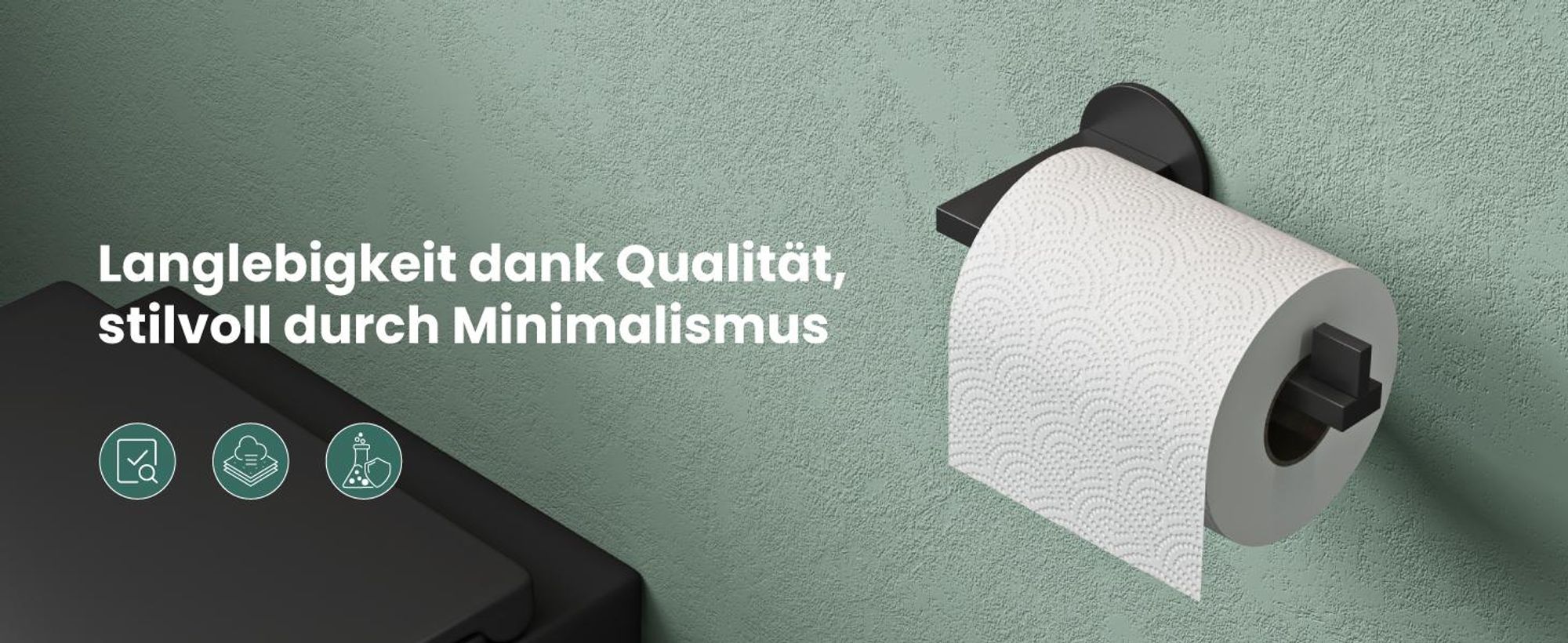 Mai & Mai Toilettenpapierhalter Klopapierhalter WC aus Edelstahl, Toilettenpapier Halterung Rollenhalter Matt weiß 185mm Lino-04