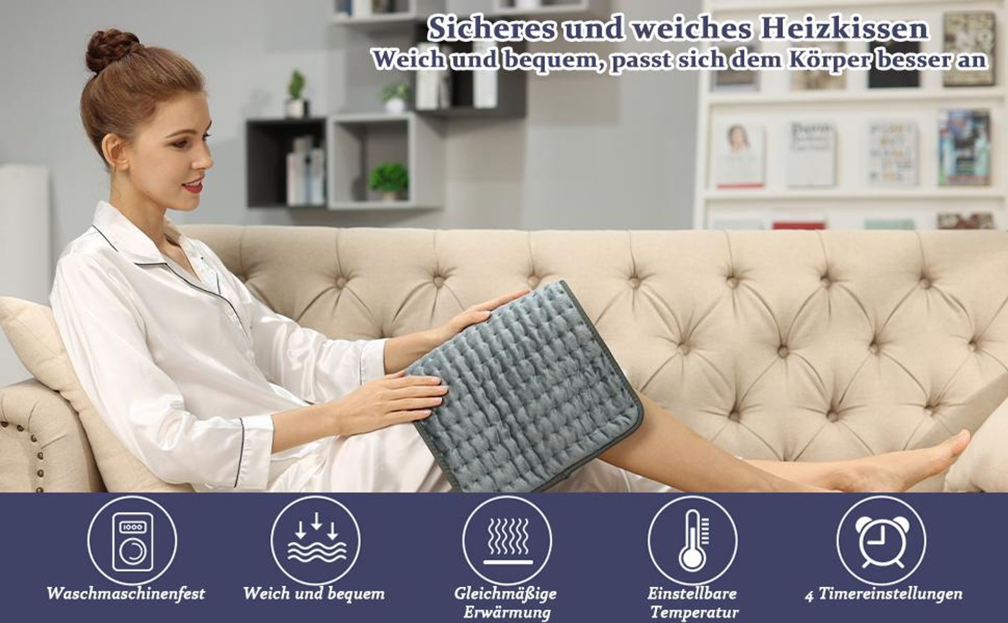 Heizkissen, feucht und trocken anwendbares Heizkissen für Rücken, Nacken, Schultern und Bauch, mit Schnellheiztechnologie
