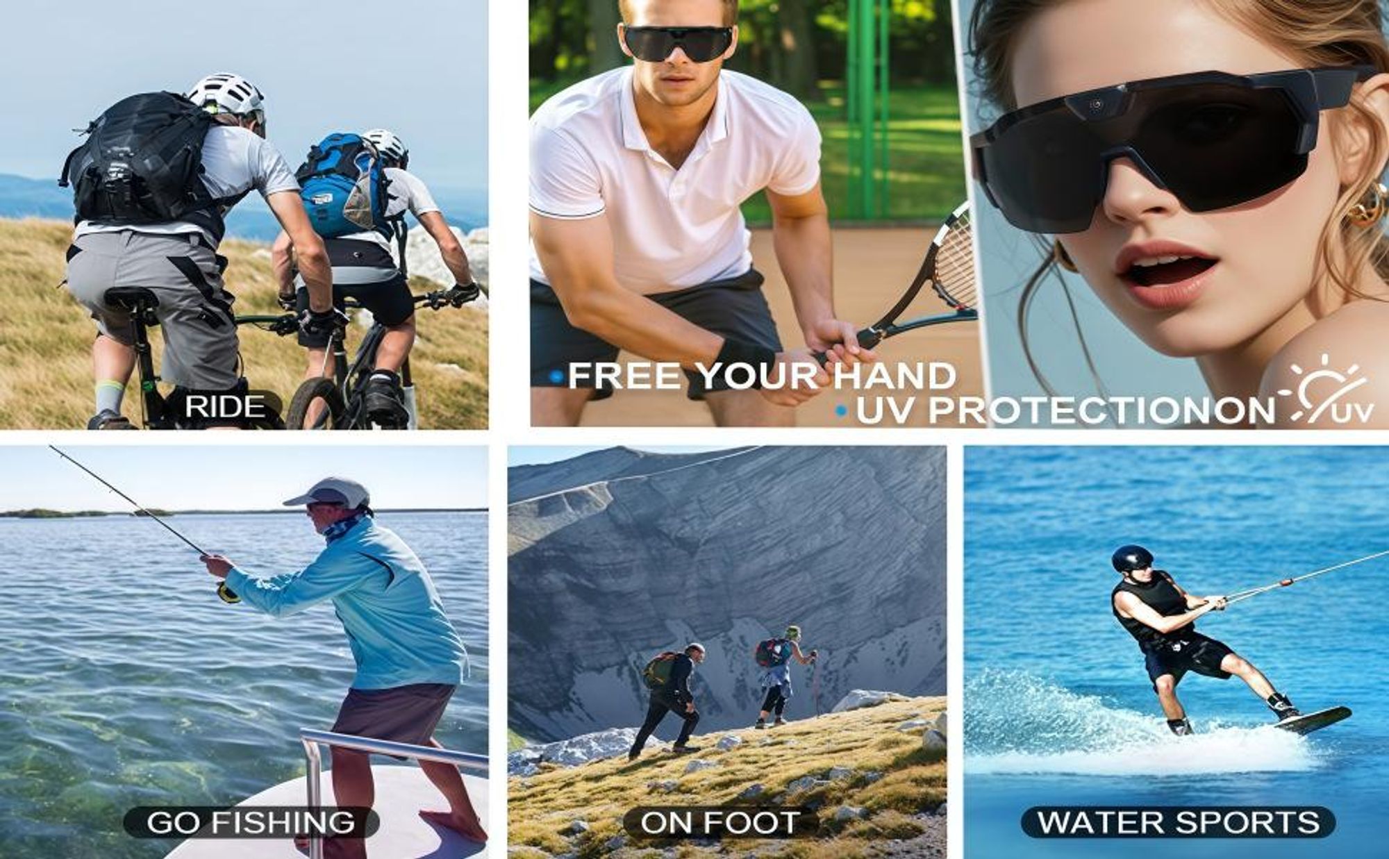 Sportkamera-Sonnenbrille mit HD-Videoaufzeichnung 1080p tragbare Sportbrille