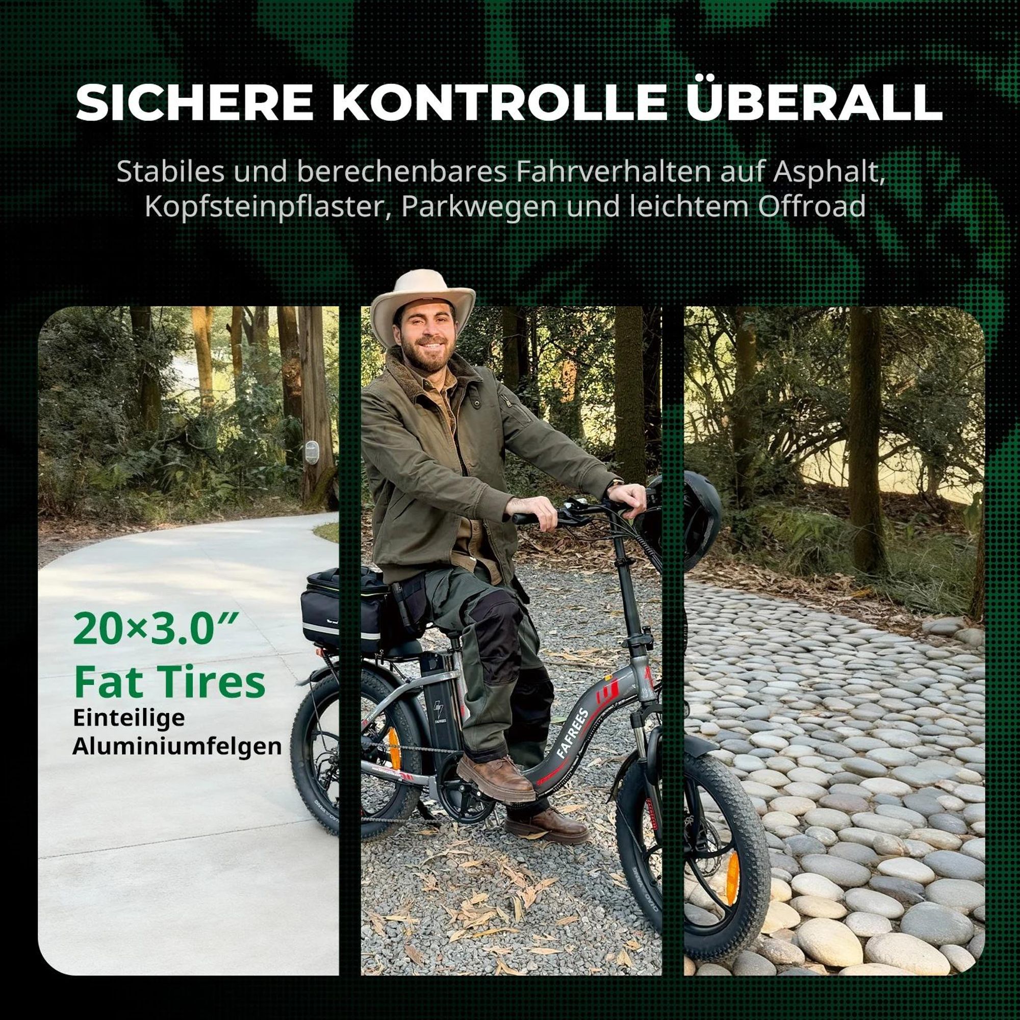 FAFREES F20 Elektrisches Fahrrad - Motor 250W Akku 36V18Ah 20'' Scheibenbremsen - Grau