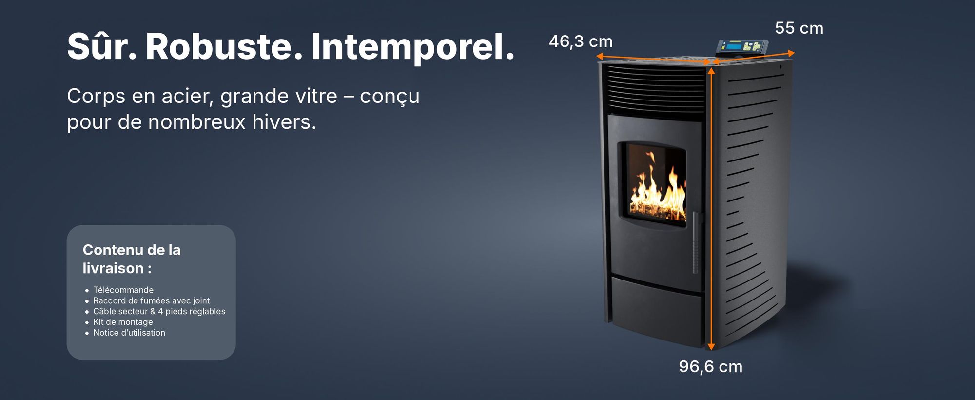 Nemaxx P9 Poêle à pellets Poêle à pellets 11kW Poêle à chauffage Poêle à pellets Cheminée Chauffage à pellets Appareil de chauffage Chauffage à pellets -noir- WiFi-Ready
