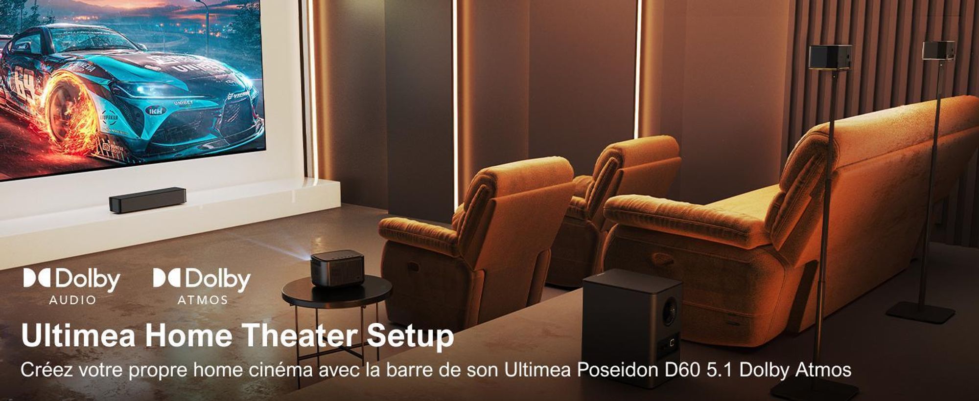Projecteur ULTIMEA 4K Home Cinema Supporté, Projecteur Netflix, 700 ANSI-Lumen, Dolby Audio, Ajustement de l'écran & évitement d'objet
