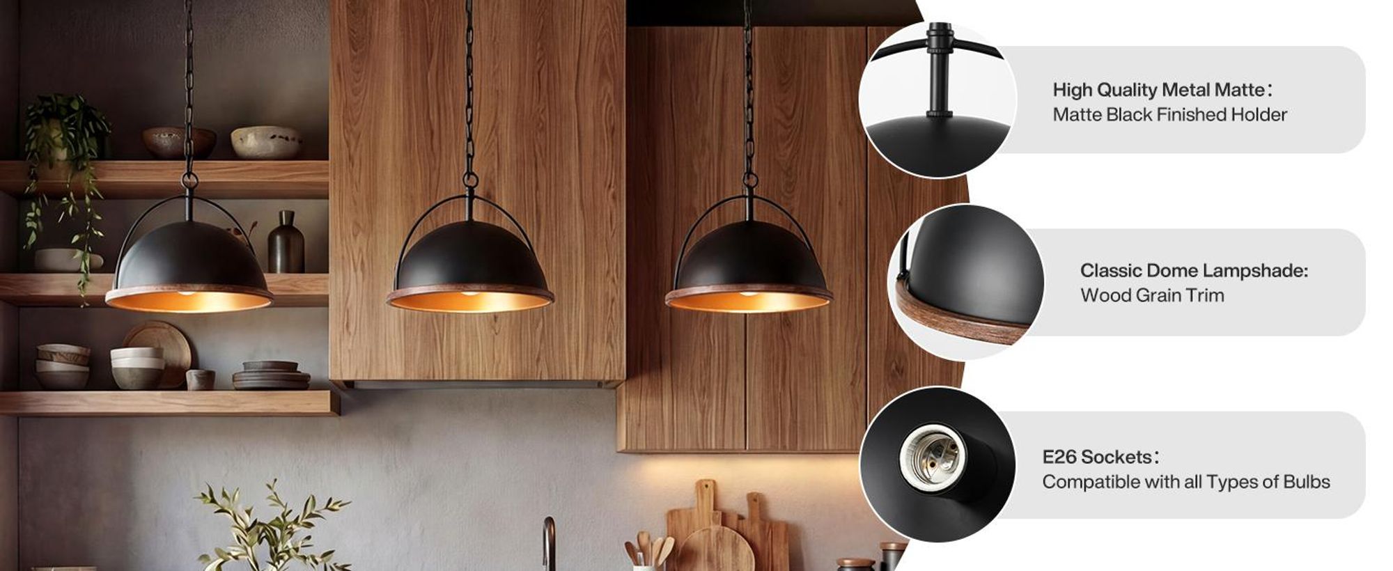 Tribesigns Metall-Pendelleuchte, Vintage Hängeleuchte Ø33cm, Industrie-Deckenlampe mit verstellbarer Höhe, E26 Kronleuchter aus Eisen, Hängelampe