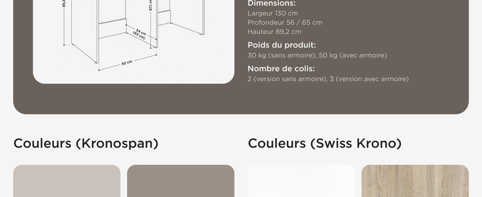 Armoire pour lave-linge de 130 cm