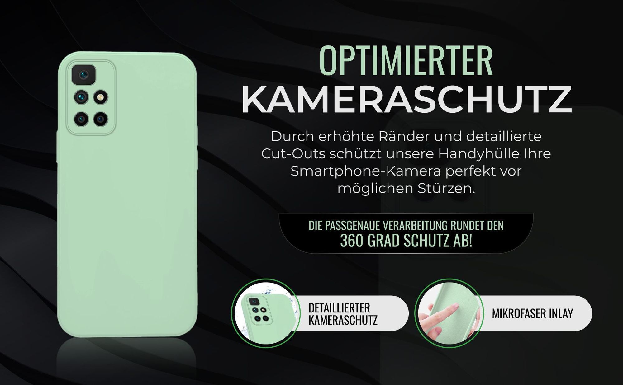 Handyhülle in Türkis für Xiaomi Redmi 10 in detailliertem Kamera Cutout